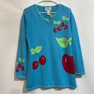 The Quacker Factory Cherry Sweater Size Small